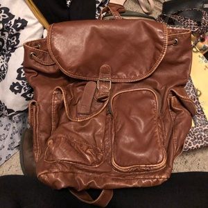 Brown book bag faux leather